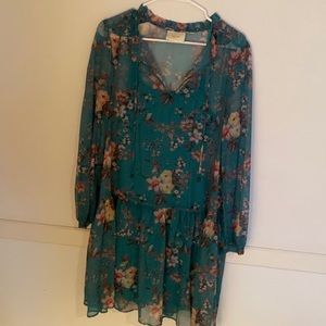Flowy green floral dress
